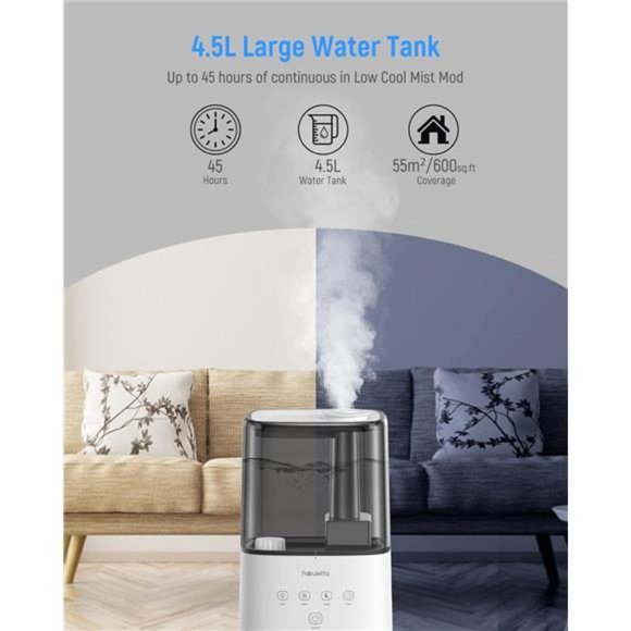 4.5L Top Fill Air Humidifier Warm and Cool Mist Large Room for home - Picture 7 of 8